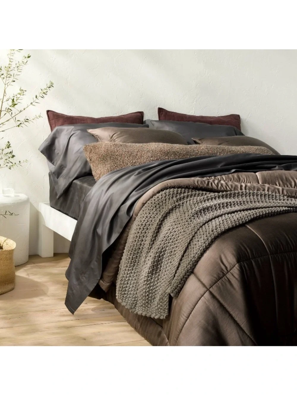 Casaluna 14” x 48” Textured Bouclé Oversized Lumbar Pillow - Brown